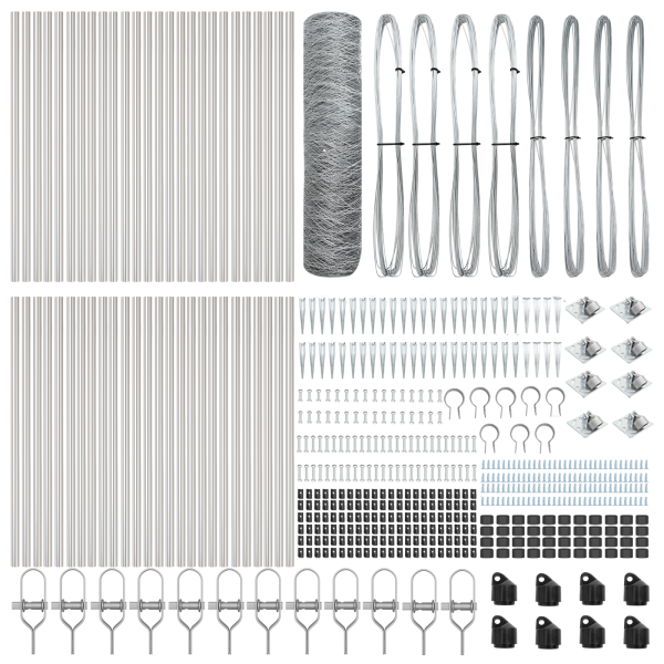 Cerca Hexagonal  1x100 m Acero Galvanizado. Postes de Cerca  con Punta 13 pcs Ø32 mm 120 cm Acero Galvanizado M 4