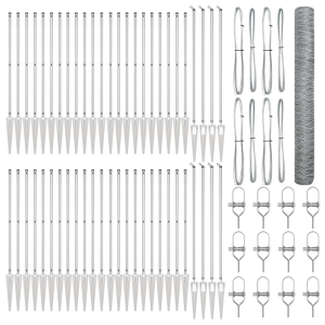 Cerca Hexagonal  1.4x100 m Acero Galvanizado. Postes de Cerca  con Estaca 13 piezas Ø32 mm 160 cm Acero Galvanizado H