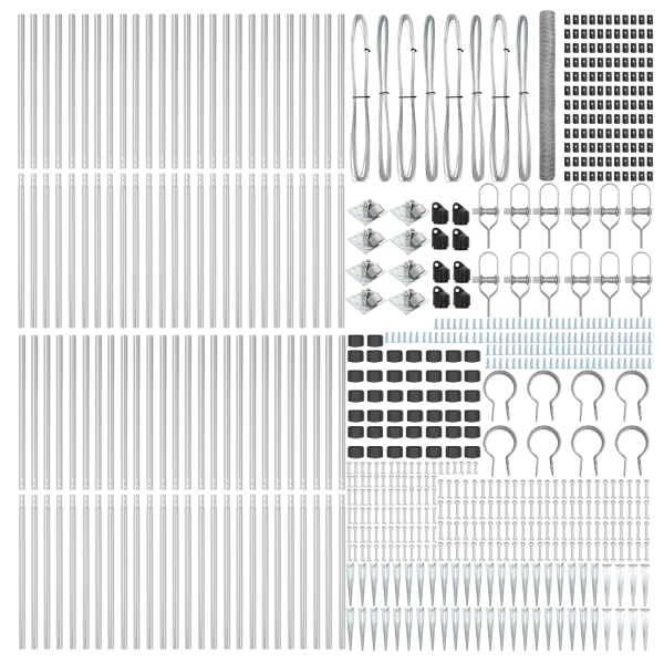 Cerca Hexagonal  1.5x100 m Acero Galvanizado. Postes para Cercas  con Punta 13 pcs Ø32 mm 170 cm Acero Galvanizado M 4