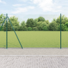 Cerca Hexagonal  Verde 1.5x10 m de Acero. Postes de Cerca  con Placas Base 7 pcs Ø32mm 83.5cm de Acero Galvanizado 1