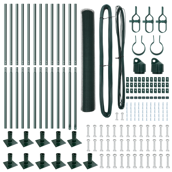 Conjunto de Cercas Conjunto de 2 Verde Escuro Aço Galvanizado M 4