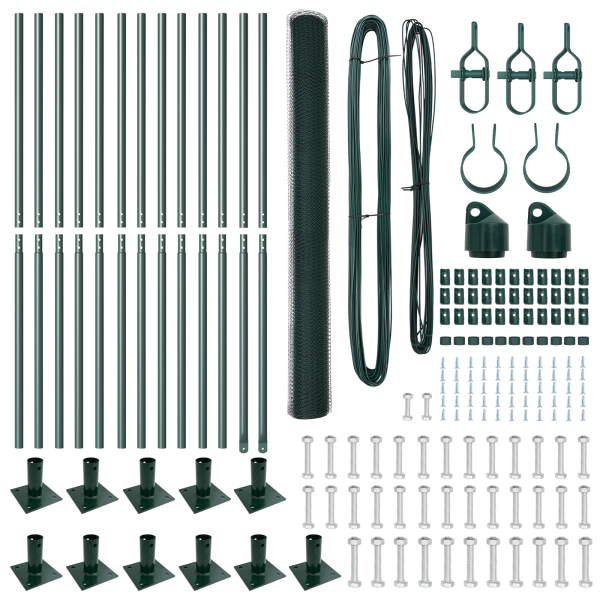 Juego de Cercas Conjunto de 2 Verde Metal. PVC 25 x 1.5 m M 4