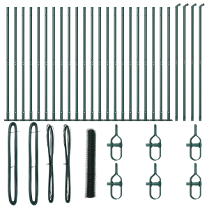 Cerca Hexagonal  Verde 1.2x50 m Acero. Postes de Cerca  con Placas Base 13 pcs Ø32mm 68.5cm Acero Galvanizado H