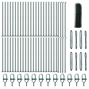 Cerca Hexagonal  Verde 0.4x100 m Acero. Postes de cerca  con bases 13 pcs Ø32mm 50cm Acero galvanizado H