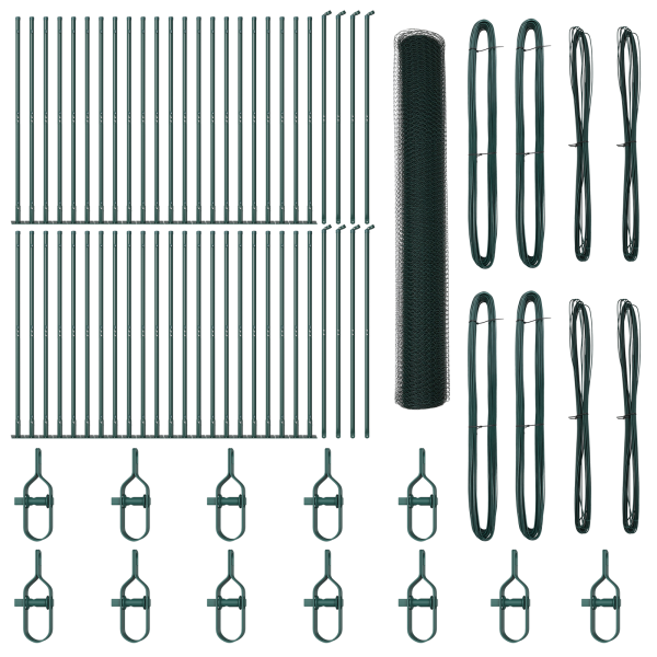 Cerca Hexagonal  Verde 1.2x100 m Acero. Postes de Cerca  con Placas de Base 13 pcs Ø32mm 68.5cm Acero Galvanizado M 2