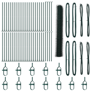 Cerco Hexagonal Verde 1.2x100 m Acero.  Postes de Cerco con Placas de Base 13 pcs Ø32mm 68.5cm Acero Galvanizado H