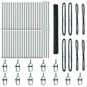 Valla Hexagonal  Verde 1.5x100 m Acero. Postes de Valla  con Placas Base 13 pcs Ø32mm 83.5cm Acero Galvanizado H