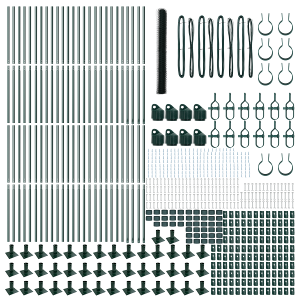 Cerca Hexagonal Verde 1.5x100 m de acero.  Postes para cerca con bases 13 pcs Ø32mm 83.5cm de acero galvanizado M 4