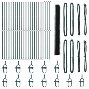 Cerca Hexagonal  Verde 1.6x100 m Acero. Postes para Cerca  con Placas de Base 13 pcs Ø32mm 88.5cm Acero Galvanizado H