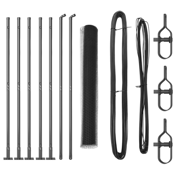 Cerca Hexagonal Gris 0.8x10 m Acero.  Postes para Cerca con Placas de Base 7 pcs Ø32mm 90cm Acero Galvanizado M 2