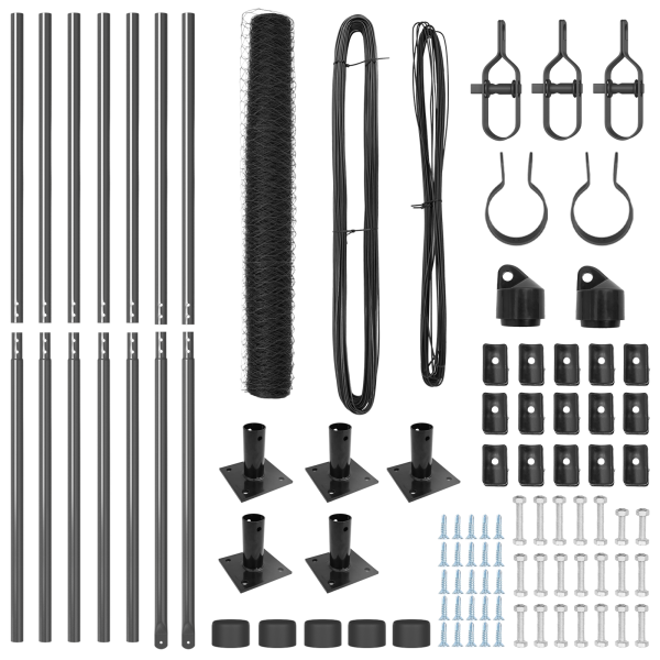Cerca Hexagonal VidaXL Gris 0.8x10 m de Acero. Postes para Cerca VidaXL con Placas de Base 7 pcs Ø32mm 90cm de Acero Galvanizado M 4