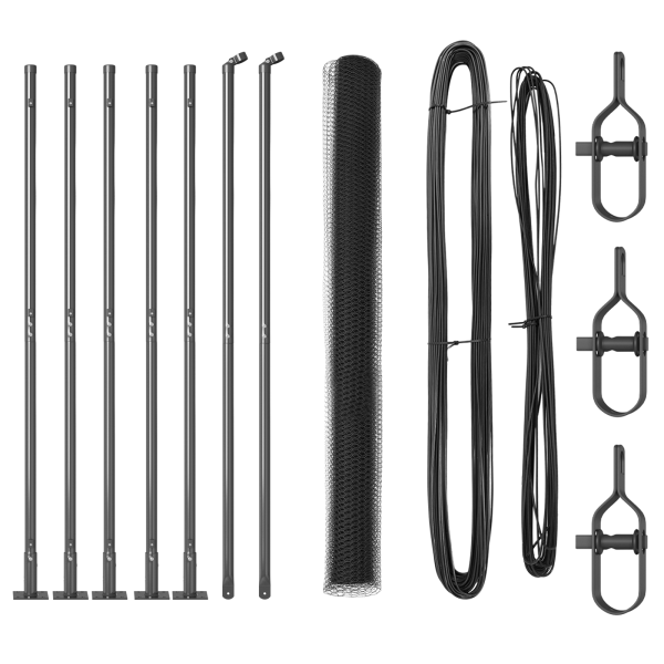 Cerca Hexagonal  Gris 1.6x10 m Acero. Postes de Cerca  con Placas Base 7 pcs Ø32mm 88.5cm Acero Galvanizado M 2