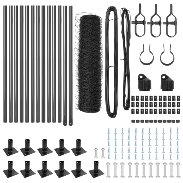 Conjunto de Cercas Conjunto de 2 Cinza Aço 25 x 0.5 m Durável M 4