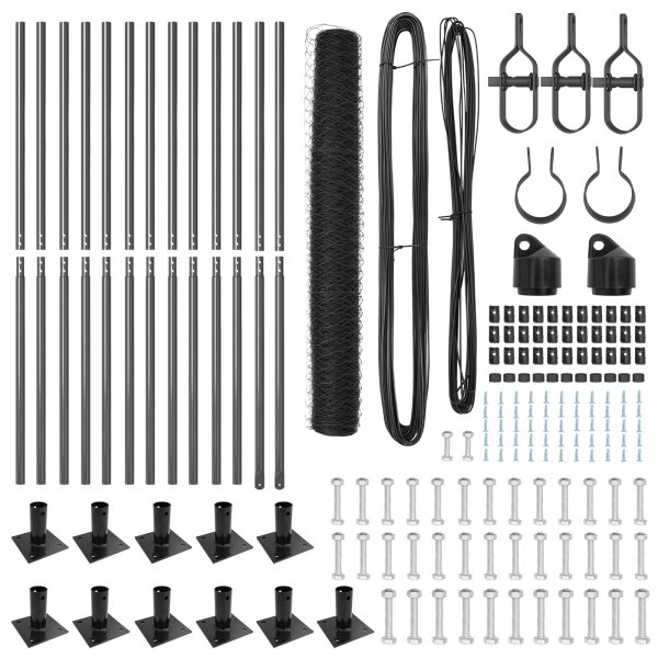 Conjunto de Cercas Conjunto de 2 Cinza Aço 25 x 1.2 m Durável M 4