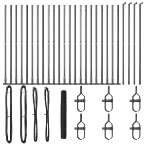 Cerca Hexagonal Gris 1.2x50 m Acero.  Postes de Cerca con Placas de Base 13 pcs Ø32mm 68.5cm Acero Galvanizado H