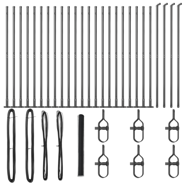 Cerca Hexagonal  Gris 1.4x50 m Acero. Postes de Cerca  con Placas de Base 13 pcs Ø32mm 78.5cm Acero Galvanizado M 2