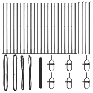 Cerca Hexagonal Gris 1.6x50 m Acero.  Postes de Cerca con Placas Base 13 pcs Ø32mm 88.5cm Acero Galvanizado H