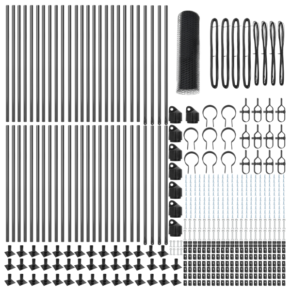Cerca Hexagonal  Gris 0.5x100 m Acero. Postes para Cerca  con Placas de Base 13 pcs Ø32mm 70cm Acero Galvanizado M 5