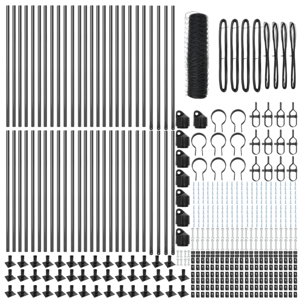 Cerca Hexagonal  Gris 0.5x100 m Acero. Postes de Cerca  con Placas de Base 13 pcs Ø32mm 70cm Acero Galvanizado M 4