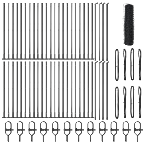 Cerca Hexagonal  Gris 0.8x100 m Acero. Postes de Cerca  con Placas de Base 13 pcs Ø32mm 90cm Acero Galvanizado H