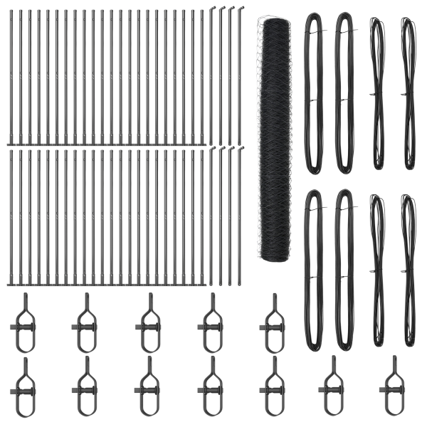 Cerca Hexagonal  Gris 1.2x100 m Acero. Postes de Cerca  con Placas Base 13 pcs Ø32mm 68.5cm Acero Galvanizado M 2