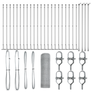 Cerca Hexagonal 1x50 m Acero Galvanizado.  postes de cerca con placas base 13 pcs Ø32mm 110cm Acero Galvanizado H