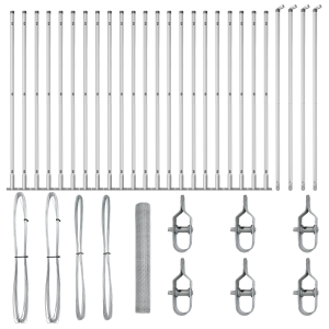 Cerca Hexagonal  1.2x50 m Acero Galvanizado. Postes para Cerca  con Placas de Base 13 pcs Ø32mm 68.5cm Acero Galvanizado H