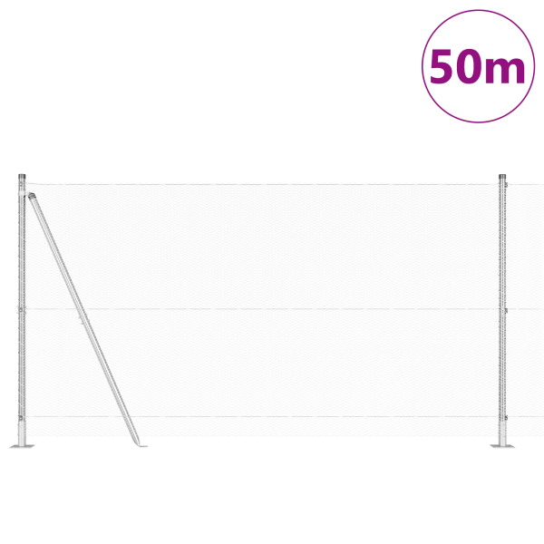 Cerca Hexagonal  1.2x50 m Acero Galvanizado. Postes para Cerca  con Placas de Base 13 pcs Ø32mm 68.5cm Acero Galvanizado M 3