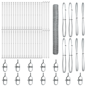 Cerca Hexagonal  1.2x100 m Acero Galvanizado. Postes de cerca  con bases 13 pcs Ø32mm 68.5cm Acero Galvanizado H