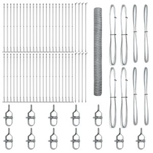 Cerca Hexagonal  1.4x100 m de Acero Galvanizado. Postes de Cerca  con Placas Base 13 pcs Ø32mm 78.5cm de Acero Galvanizado H