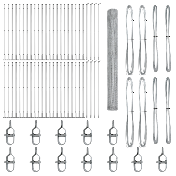 Cerca Hexagonal  1.5x100 m de Acero Galvanizado. Postes de Cerca  con Placas de Base 13 pcs Ø32mm 83.5cm de Acero Galvanizado M 2