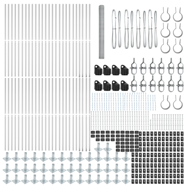 Cerca Hexagonal  1.5x100 m de Acero Galvanizado. Postes de Cerca  con Placas de Base 13 pcs Ø32mm 83.5cm de Acero Galvanizado M 4
