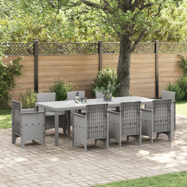 Mesa de Jardín Gris Claro 250x100x73 cm Poly Rattan.  Mesa de Jardín Gris Claro 100x100x73 cm Poly Rattan.  Mesa de Jardín Gris  D
