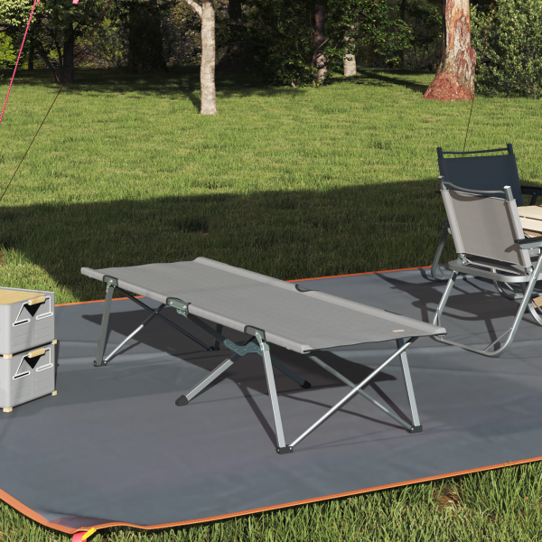 Cama de Camping Plegable Gris Aluminio Grande Plegable D