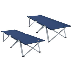 Juego de Cama de Camping Plegable Azul Tela y Metal Compacto H