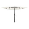 Parasol de Jardim Quadrado com Luzes LED 295x245 cm Areia Branca 1