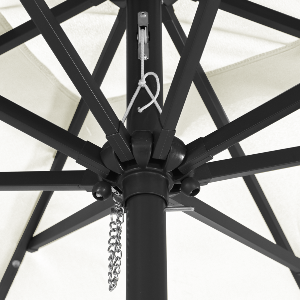 Paraguas cuadrado para jardín  con luces LED 295x245 cm blanco arena M 5