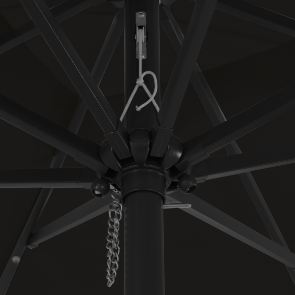 Guarda-sol quadrado com luzes LED 295x245 cm. preto M 5