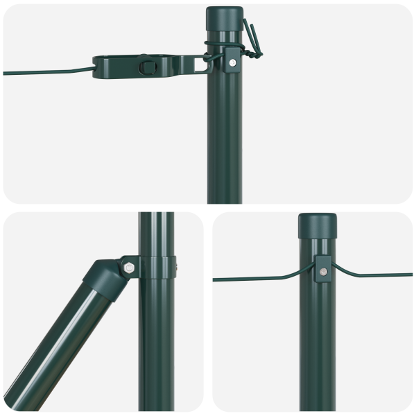 Postes de cerca  7 pcs Verde Ø32 mm 100 cm Acero Galvanizado M 5