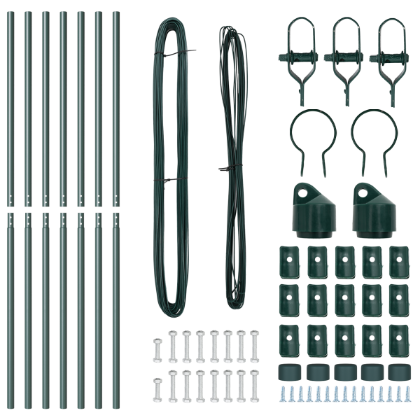 postes de cerca  7 pcs Verde Ø32 mm 170 cm Acero Galvanizado M 4
