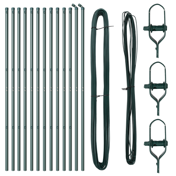 Kit de Postes de Cerca Manual 13 pcs Verde Ø32mm 210 cm Aço M 3