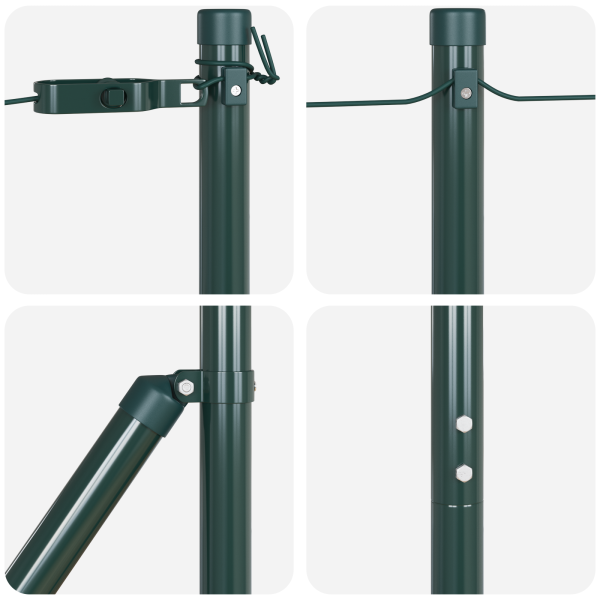 Postes de Cerca  13 pcs Verde Ø32 mm 210 cm Acero Galvanizado M 5