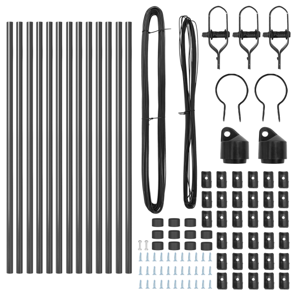 Conjunto de Postes de Cerca Manual 13 pcs Cinzeto Ø32mm 120 cm M 4