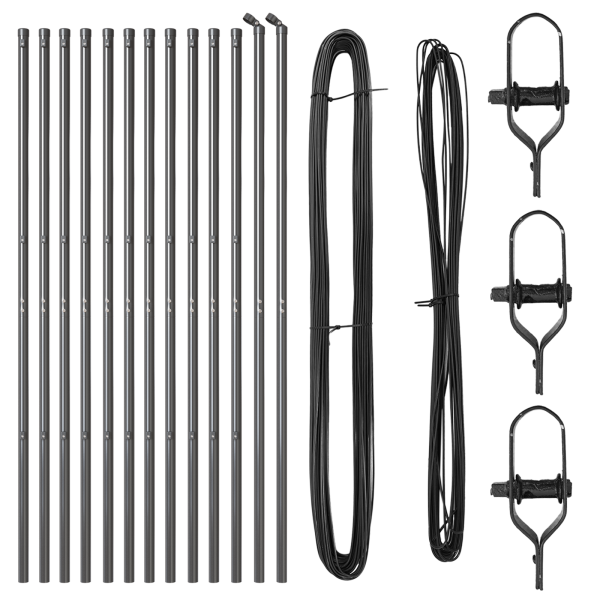 Conjunto de Postes de Cerca 13 pcs Cinzeto Ø32mm 160 cm Metal M 3