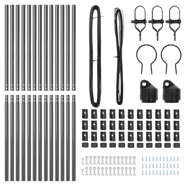 Conjunto de Postes de Cerca Manual 13 pcs Cinzeto Ø32mm 160 cm M 4