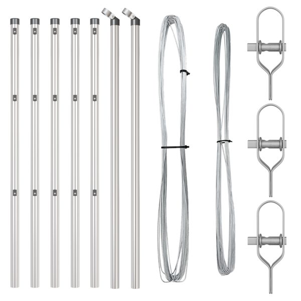 Postes de Cerca  7 pcs Ø32 mm 100 cm Acero Galvanizado M 3