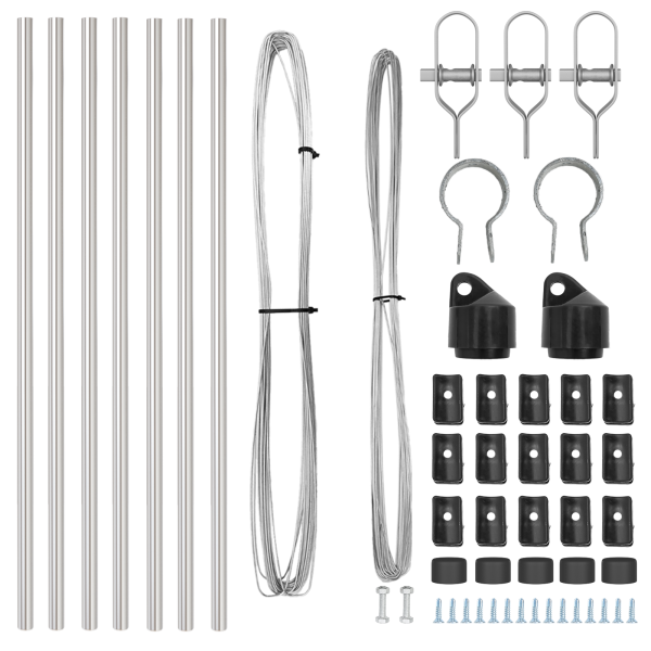 Postes de Cerca  7 pcs Ø32 mm 100 cm Acero Galvanizado M 4