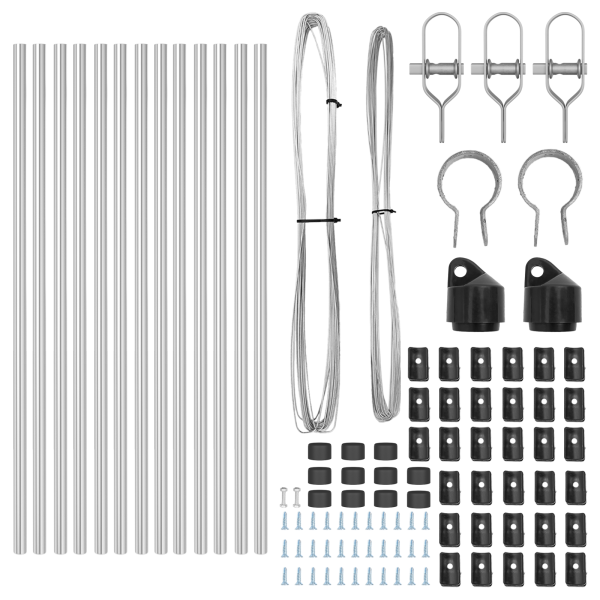 Conjunto de Postes de Cerca Manual 13 pcs Prateado Ø32mm 100 cm M 4