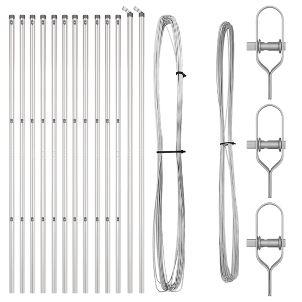 Conjunto de Postes de Cerca Manual 13 pcs Prateado Ø32mm 160 cm M 3