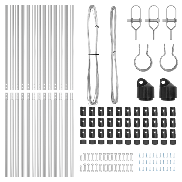 Conjunto de Postes de Cerca Manual 13 pcs Prateado Ø32mm 160 cm M 4